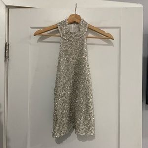 FREE PEOPLE Sequin Halter Top